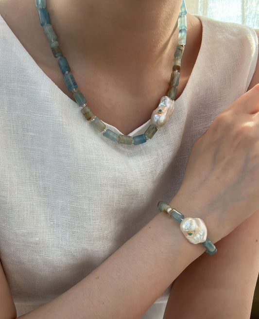 Blue Calcite Baroque Necklace