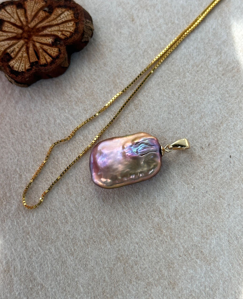 Iridescent Baroque Cube Necklace