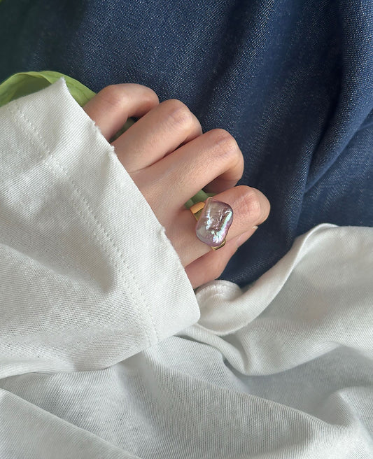 Iridescent Baroque Cube Ring