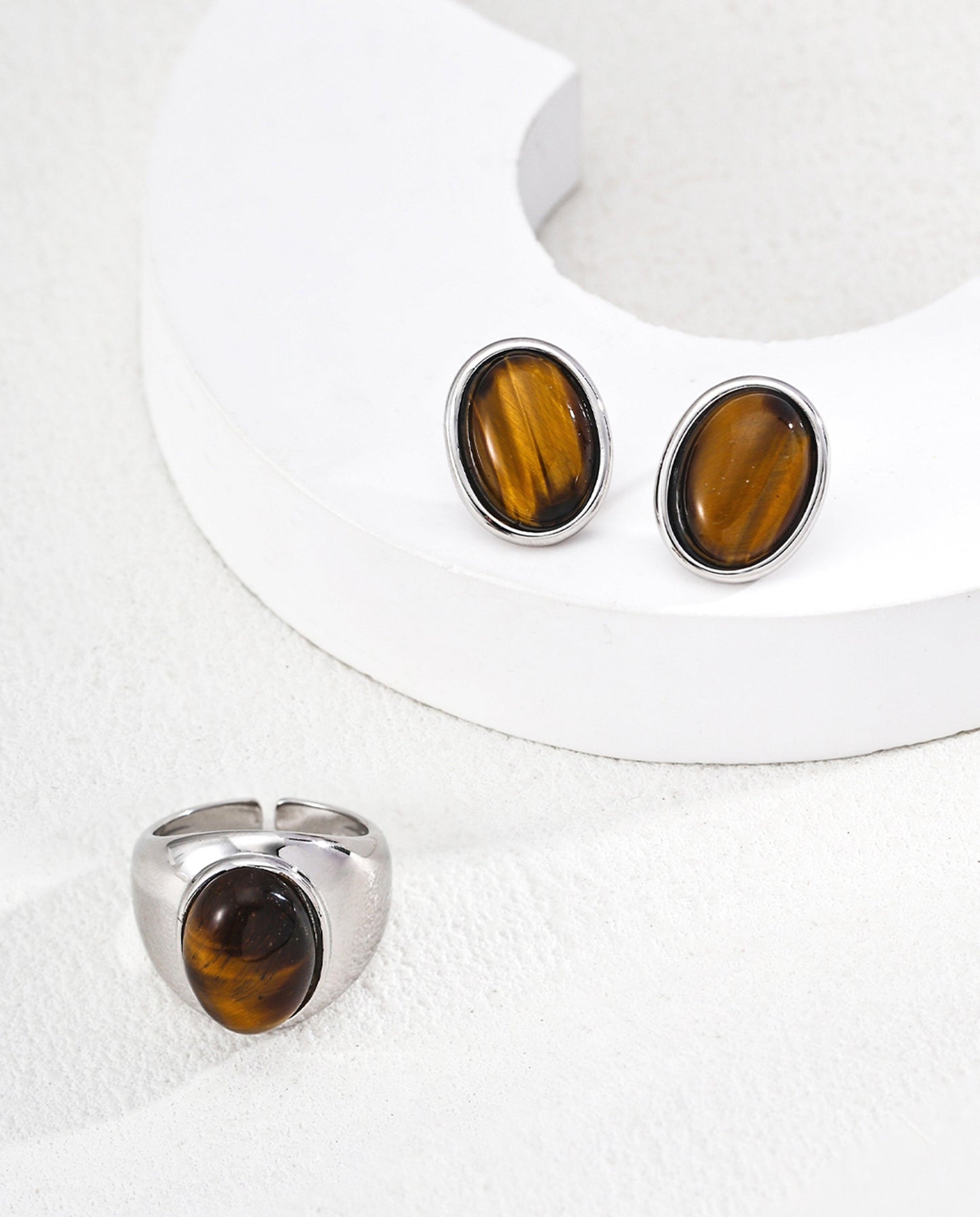 Tiger Eye Silver Earrings