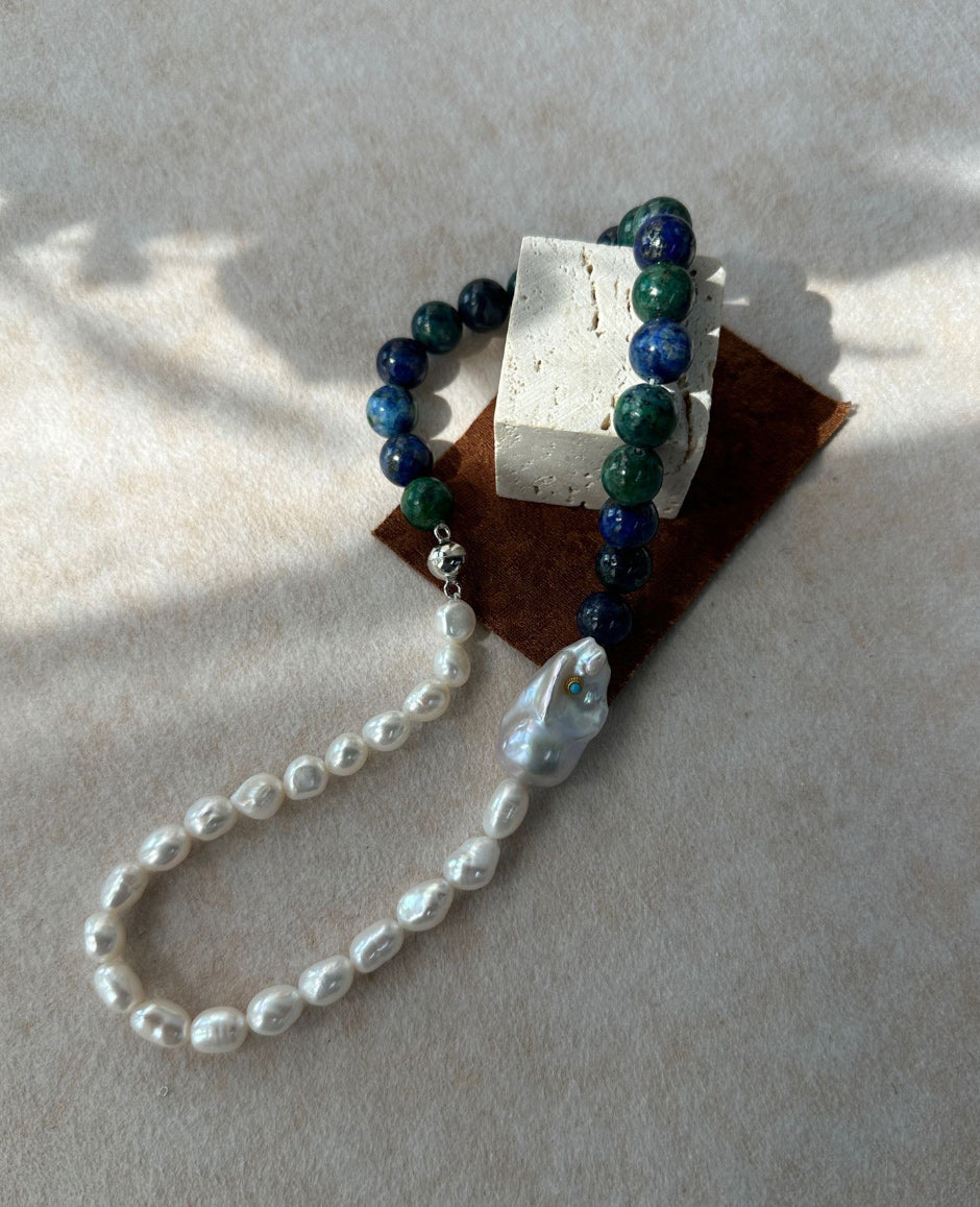 Turquoise Pearl Contrast Necklace