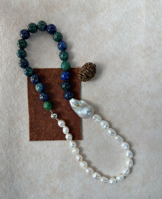 Turquoise Pearl Contrast Necklace