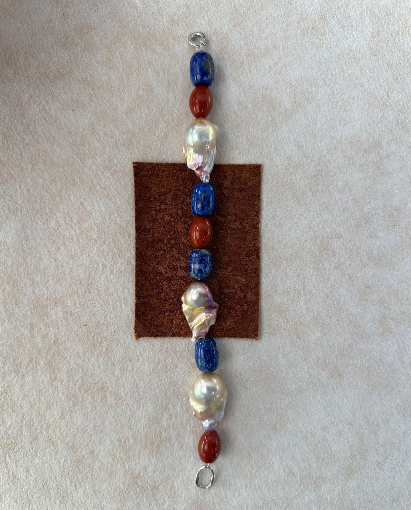 Blue & Red Baroque Bracelet