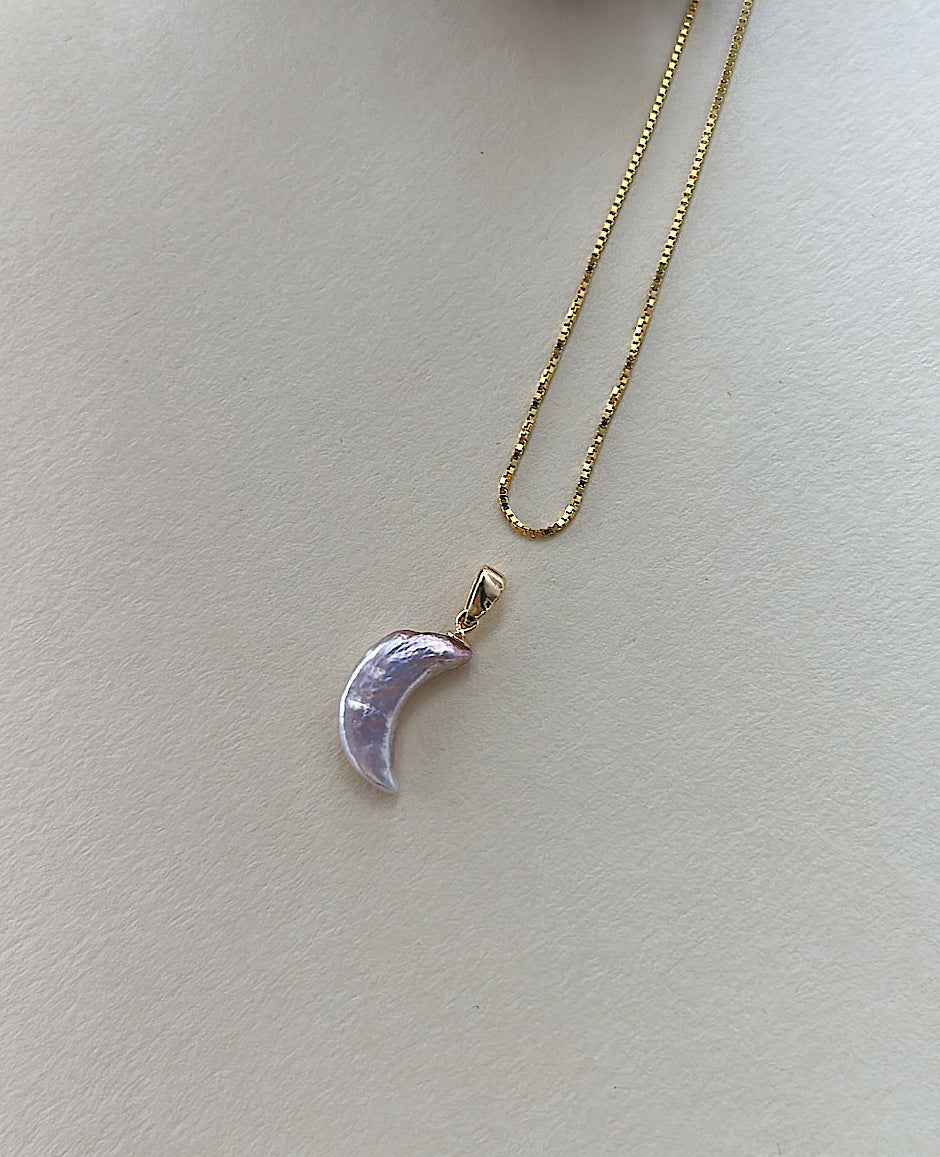 Golden Iridescent Moon Necklace