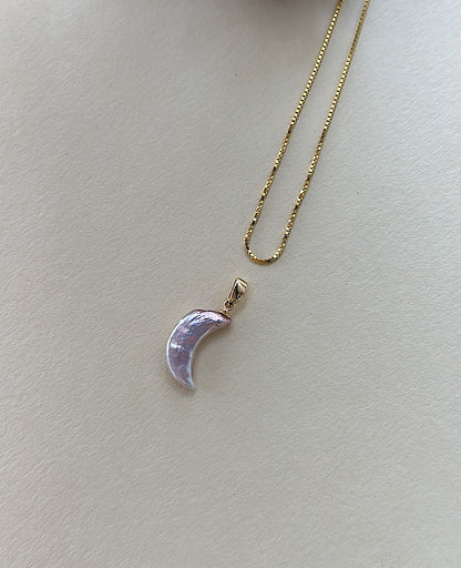Golden Iridescent Moon Necklace