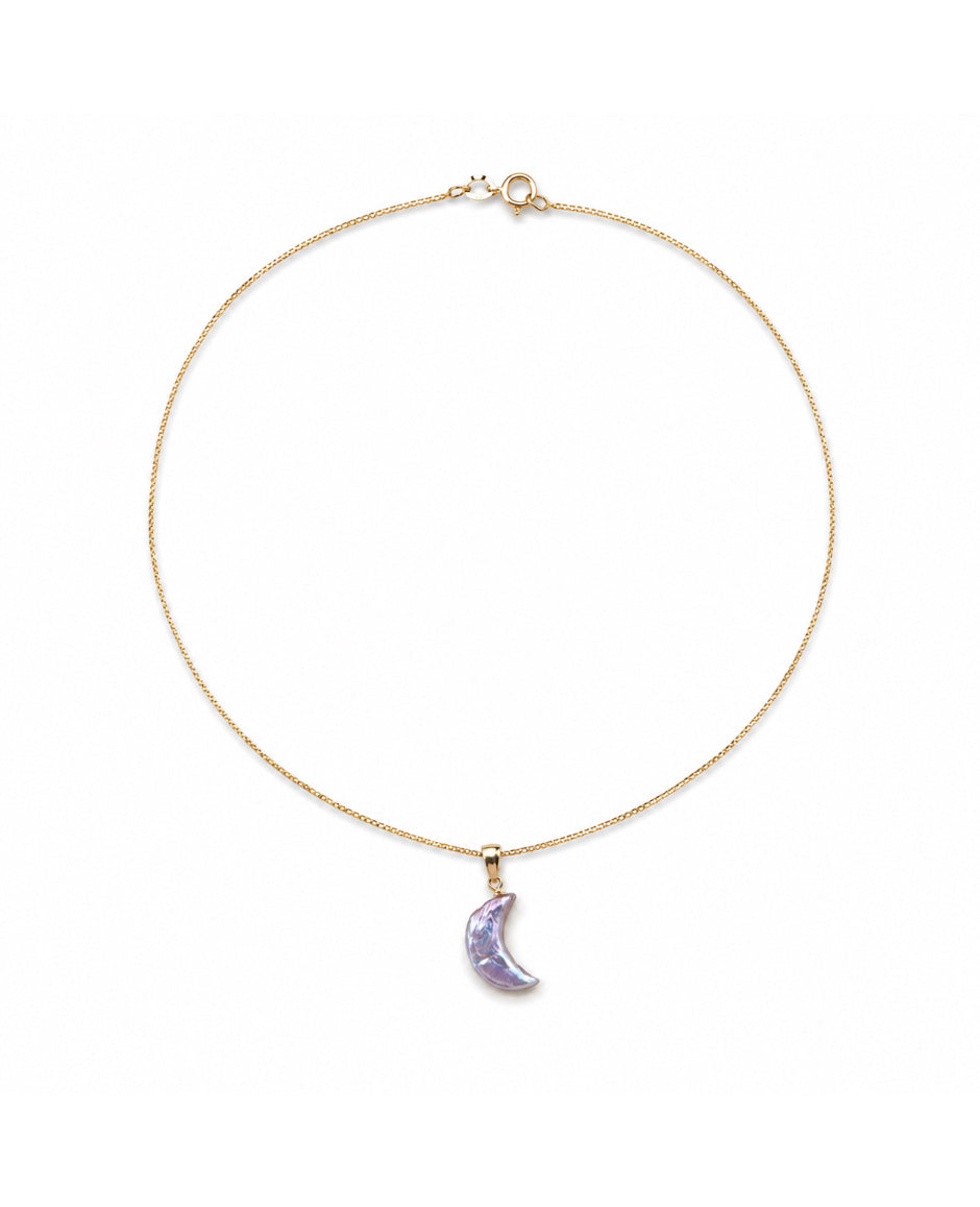 Golden Iridescent Moon Necklace