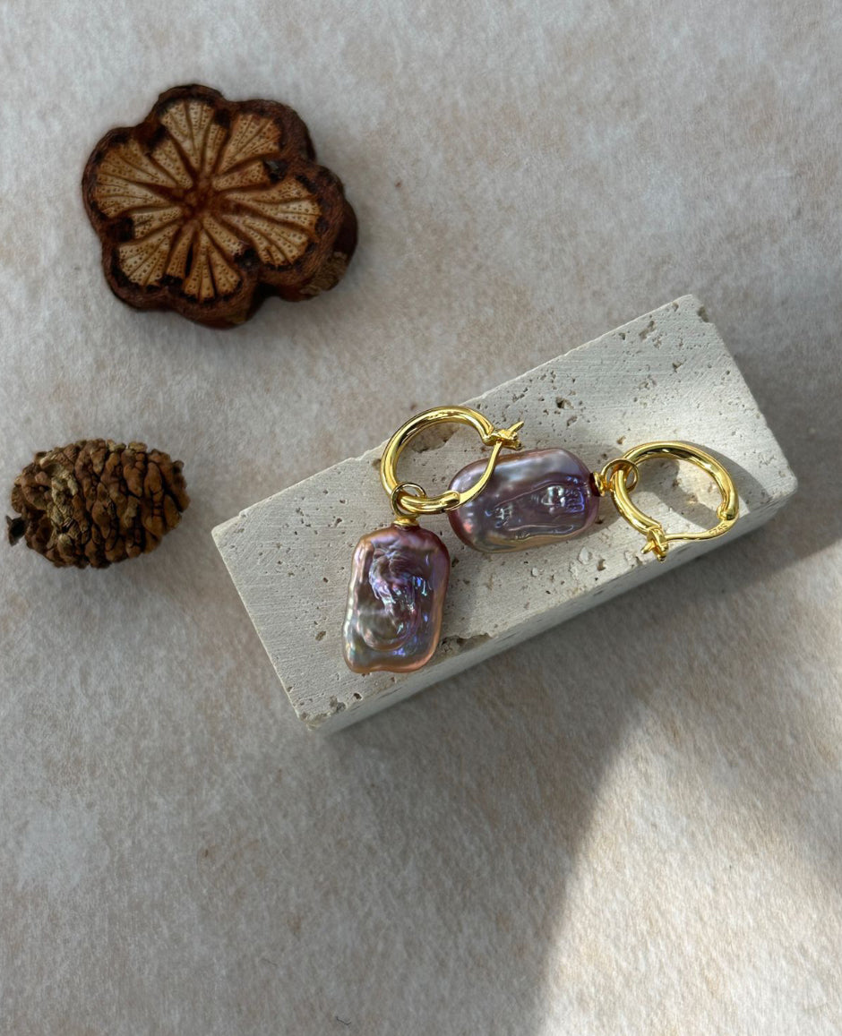 Iridescent Baroque Cube Earrings