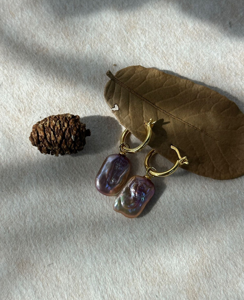 Iridescent Baroque Cube Earrings