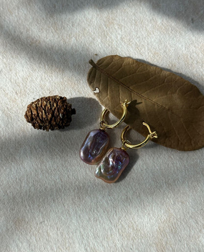 Iridescent Baroque Cube Earrings