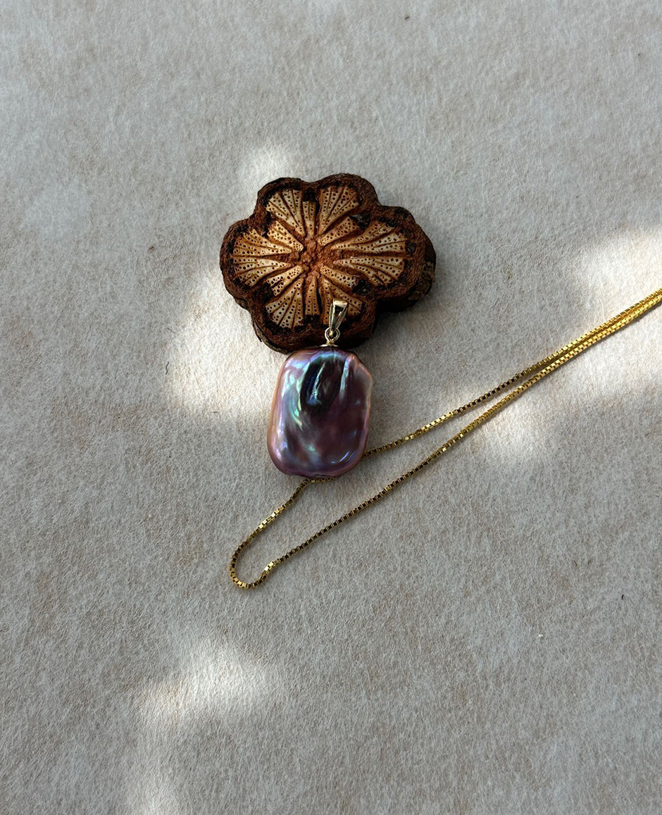Iridescent Baroque Cube Necklace