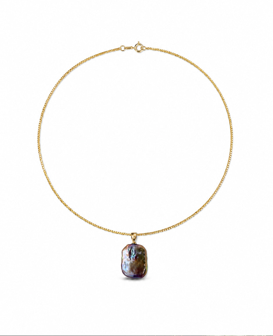 Iridescent Baroque Cube Necklace
