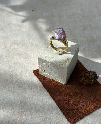 Iridescent Baroque Cube Ring