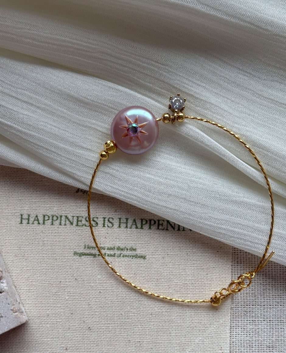 Lilac Button Pearl Bracelet