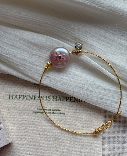 Lilac Button Pearl Bracelet
