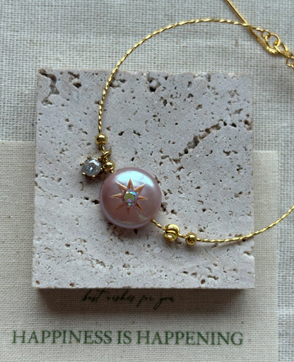 Lilac Button Pearl Bracelet