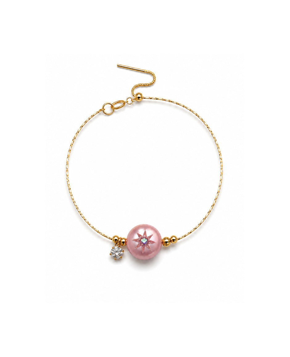 Lilac Button Pearl Bracelet