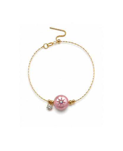 Lilac Button Pearl Bracelet