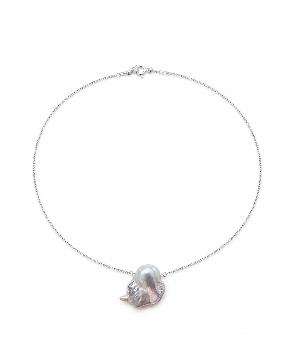Misty Pearl Silver Necklace