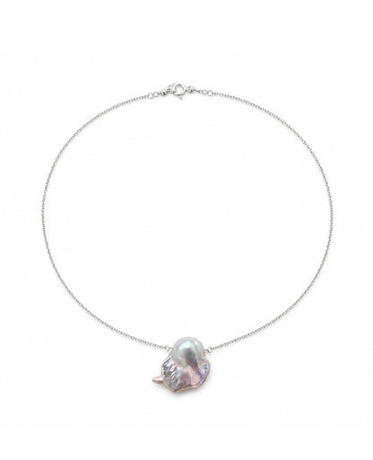 Misty Pearl Silver Necklace