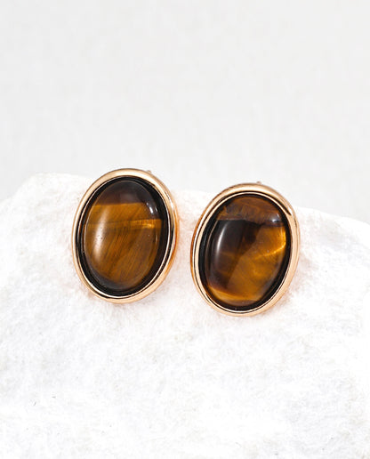 Tiger Eye Silver Earrings