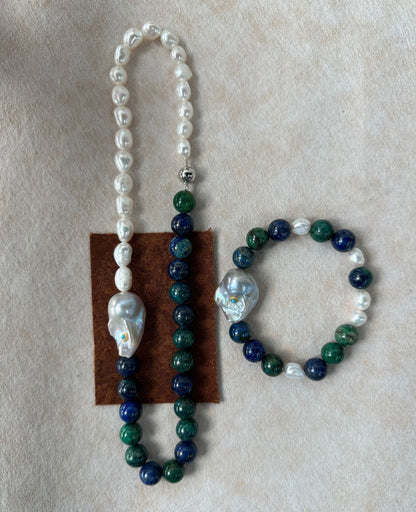 Turquoise Pearl Contrast Necklace