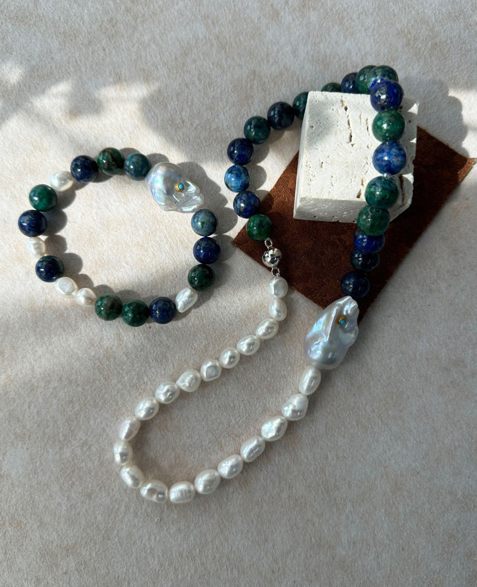 Turquoise Pearl Contrast Necklace