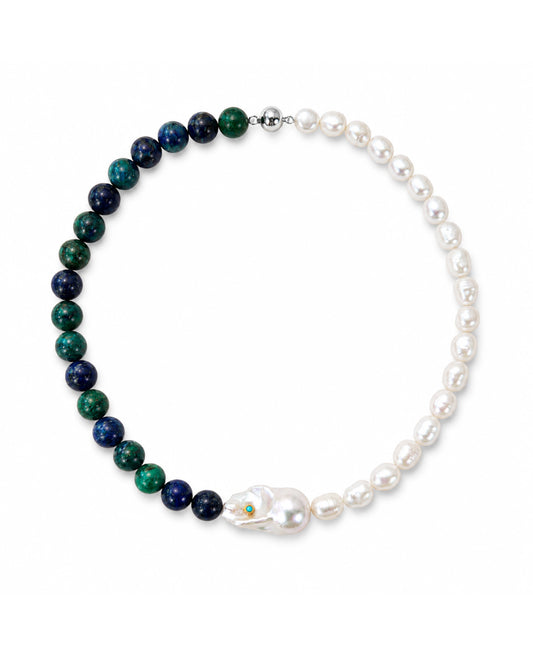Turquoise Pearl Contrast Necklace