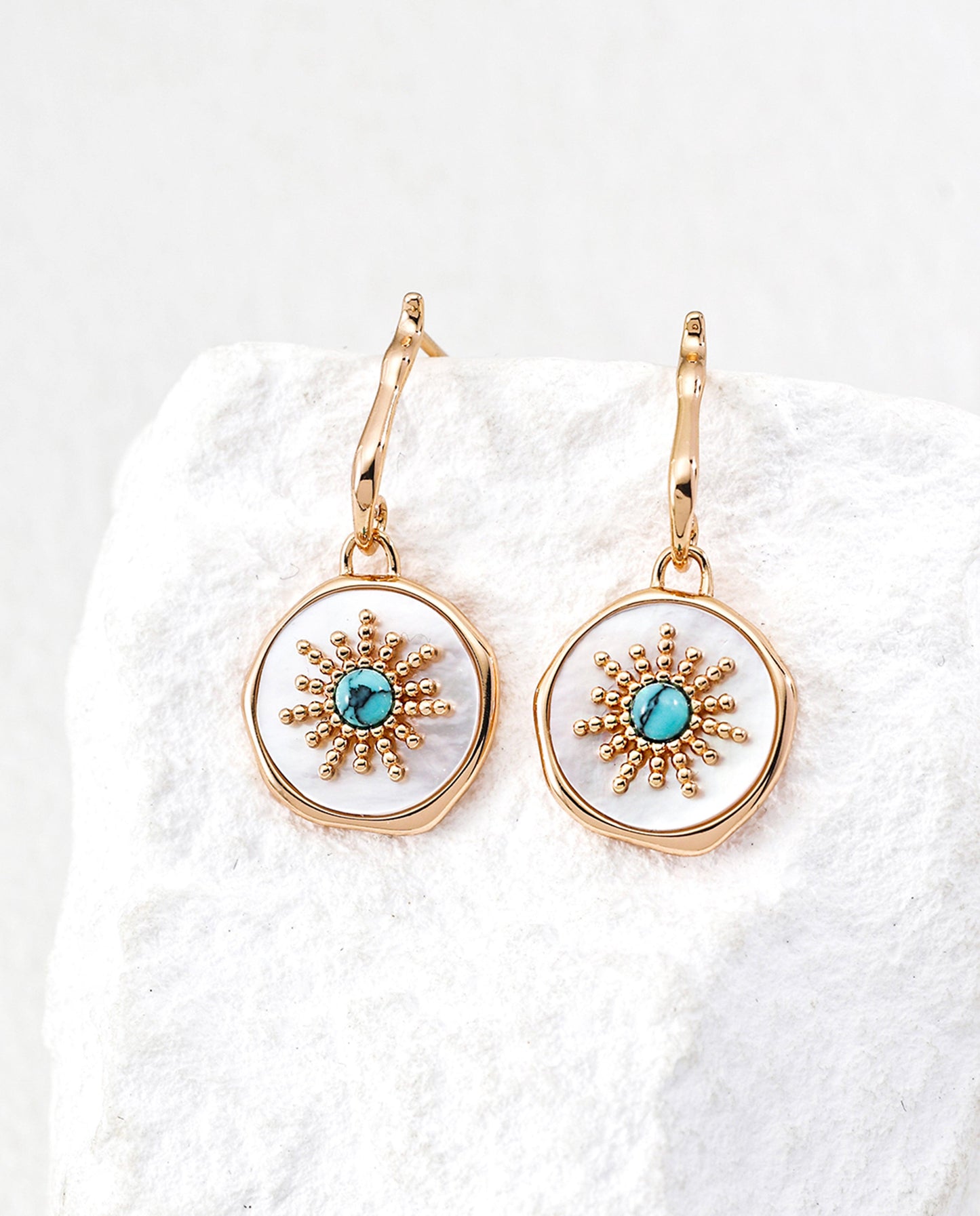 Turquoise Shell Silver Earrings