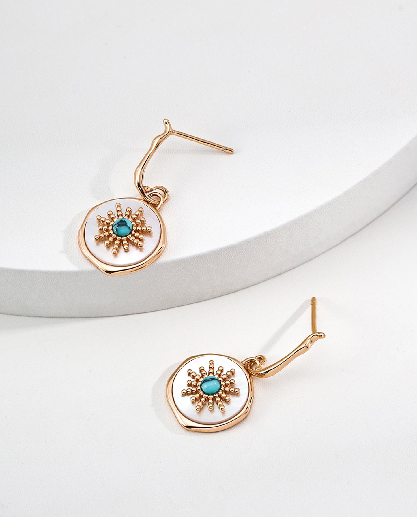 Turquoise Shell Silver Earrings