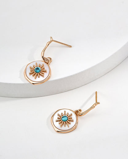 Turquoise Shell Silver Earrings