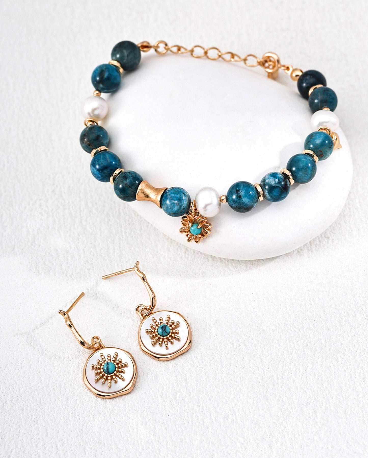 Turquoise Shell Silver Earrings