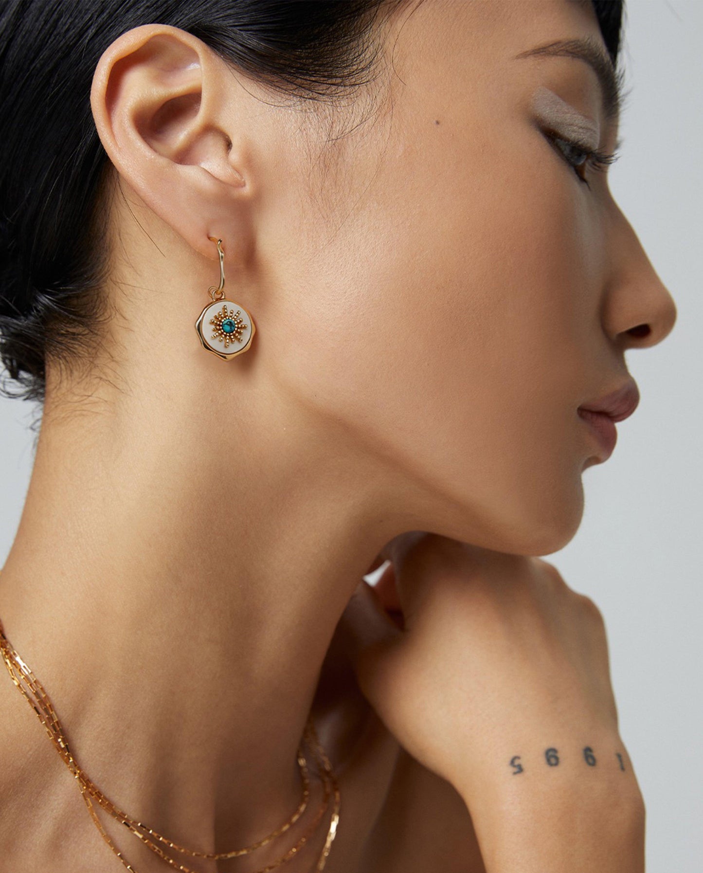 Turquoise Shell Silver Earrings