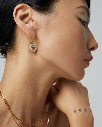 Turquoise Shell Silver Earrings